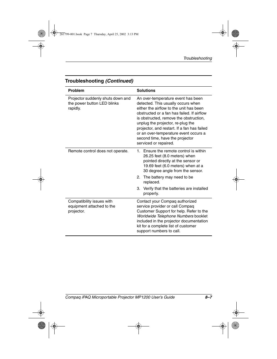 Compaq MP1200 User Manual | Page 62 / 67