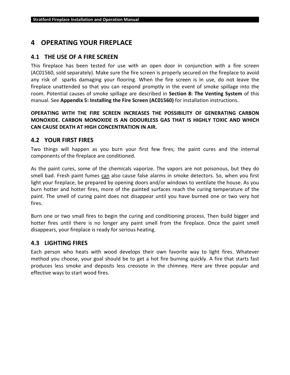 4operating your fireplace | Osburn OB04002 User Manual | Page 17 / 100