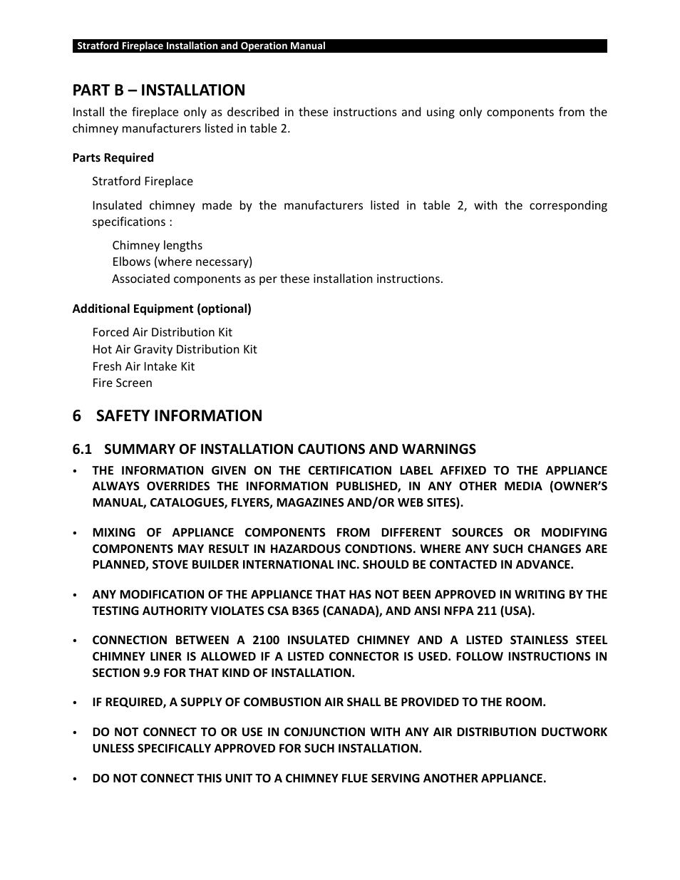 Part b – installation, 6safety information | Osburn OB04002 User Manual | Page 33 / 100