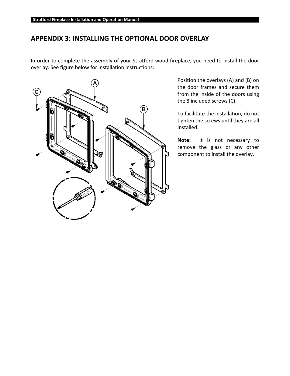 Appendix 3: installing the optional door overlay | Osburn OB04002 User Manual | Page 84 / 100