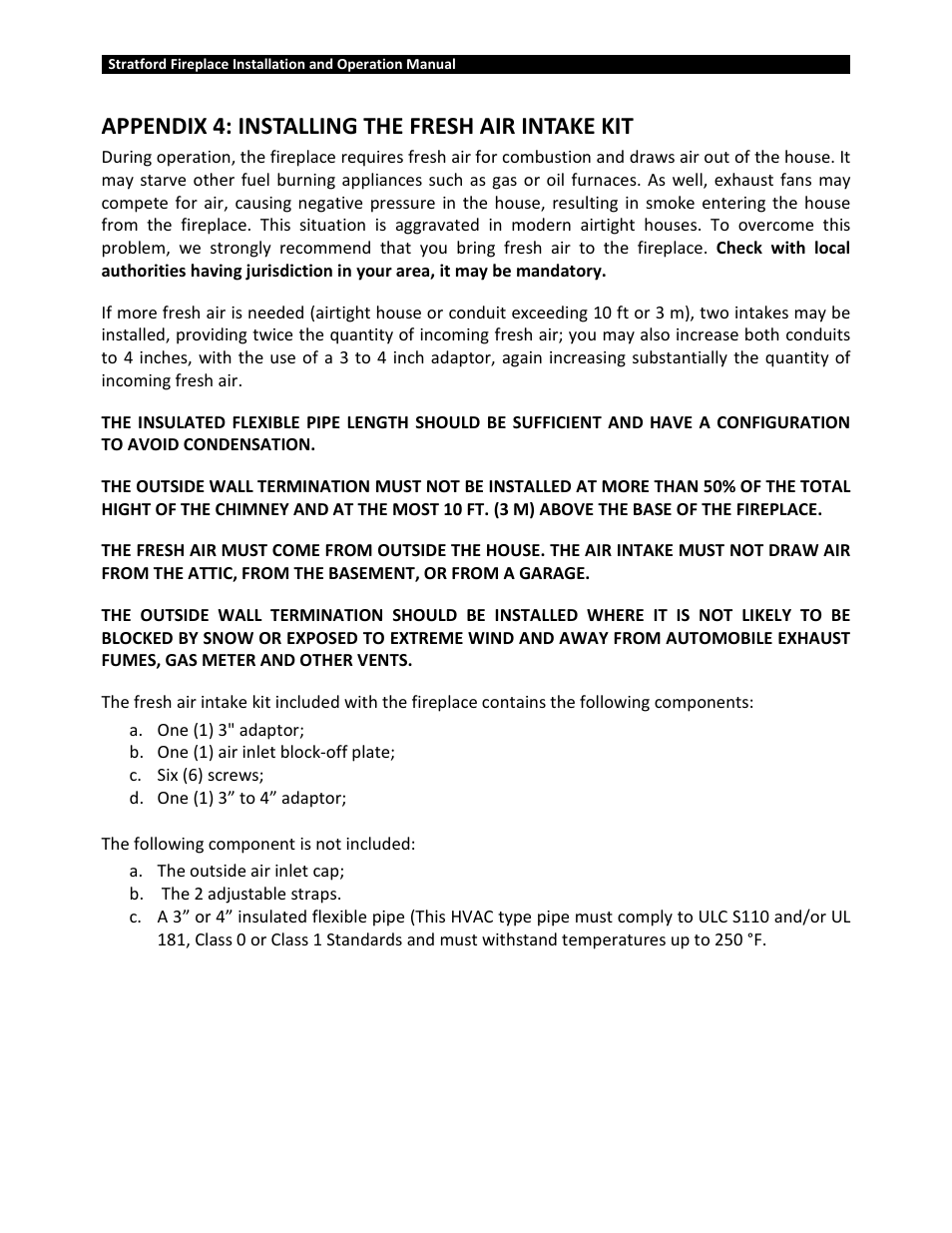Appendix 4: installing the fresh air intake kit | Osburn OB04002 User Manual | Page 85 / 100