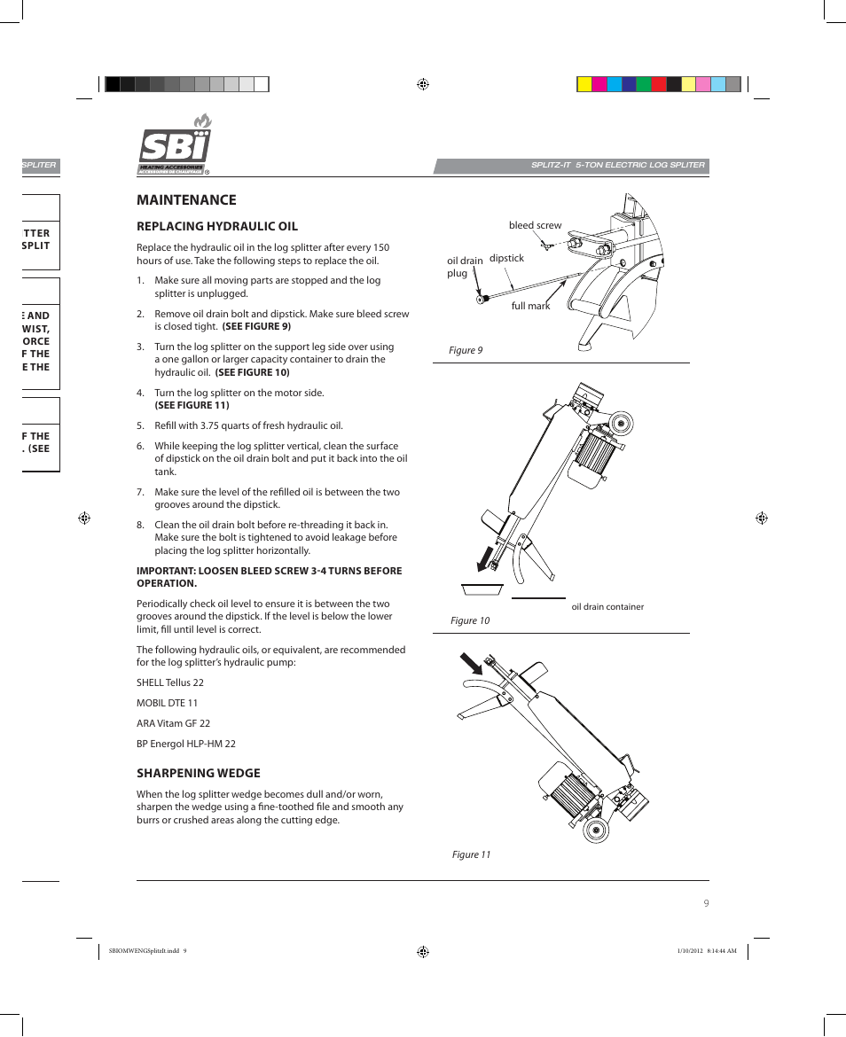 Caution, Maintenance | Osburn AC02585 User Manual | Page 9 / 16