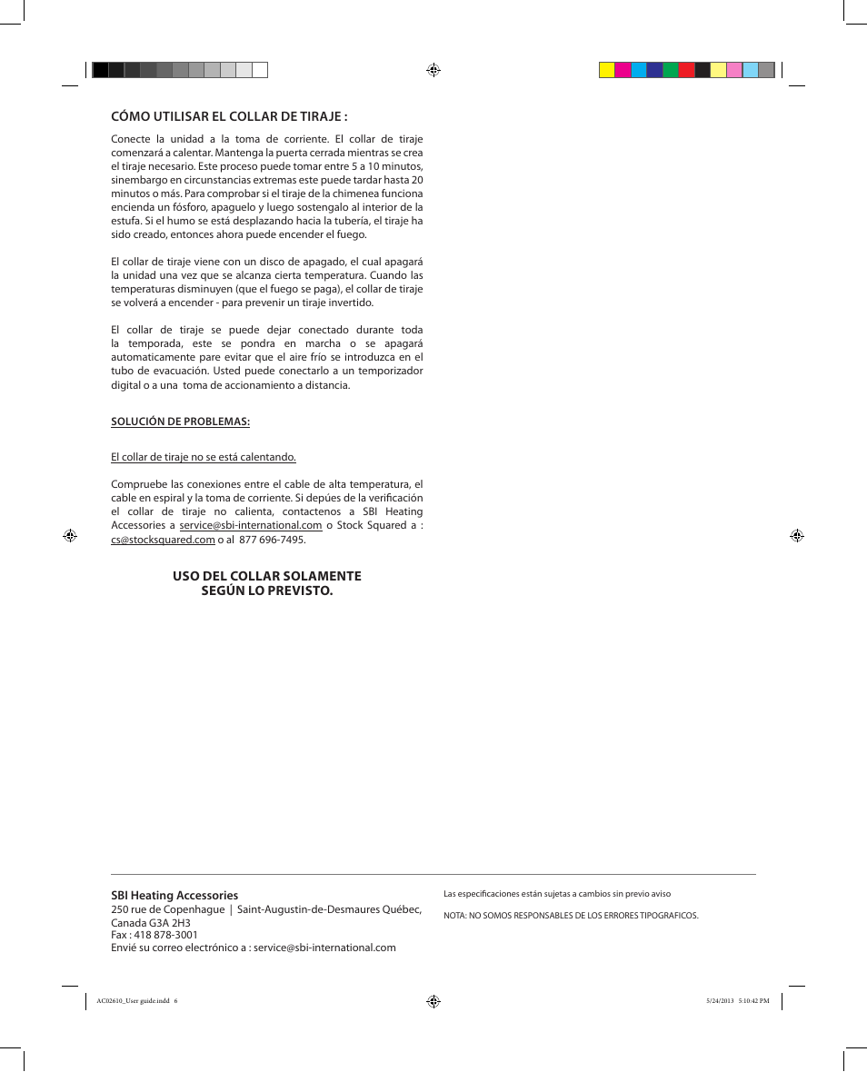Osburn AC02610 User Manual | Page 6 / 6