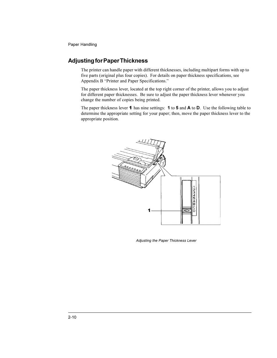 Adjusting for paper thickness | Compaq LA36 User Manual | Page 22 / 196