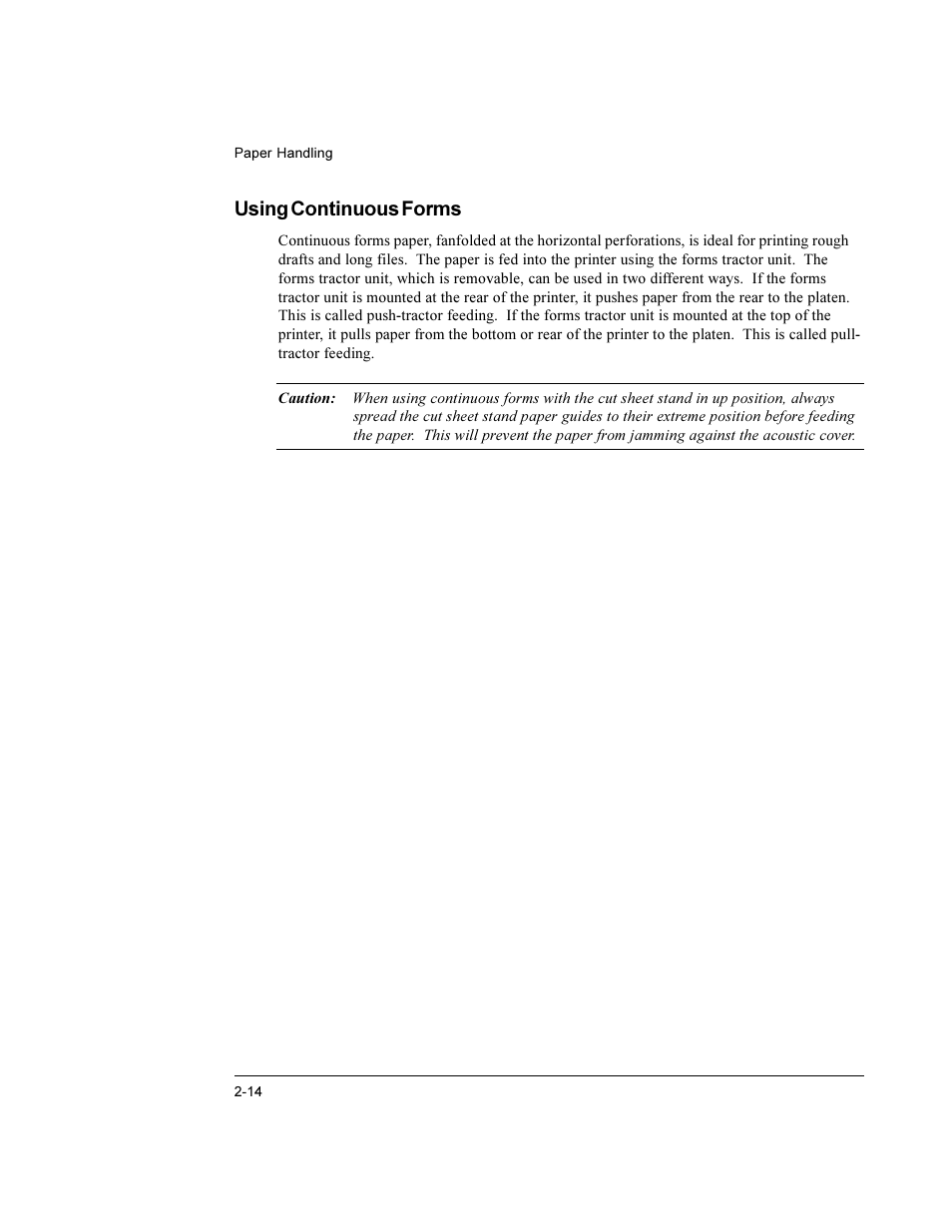 Using continuous forms | Compaq LA36 User Manual | Page 26 / 196