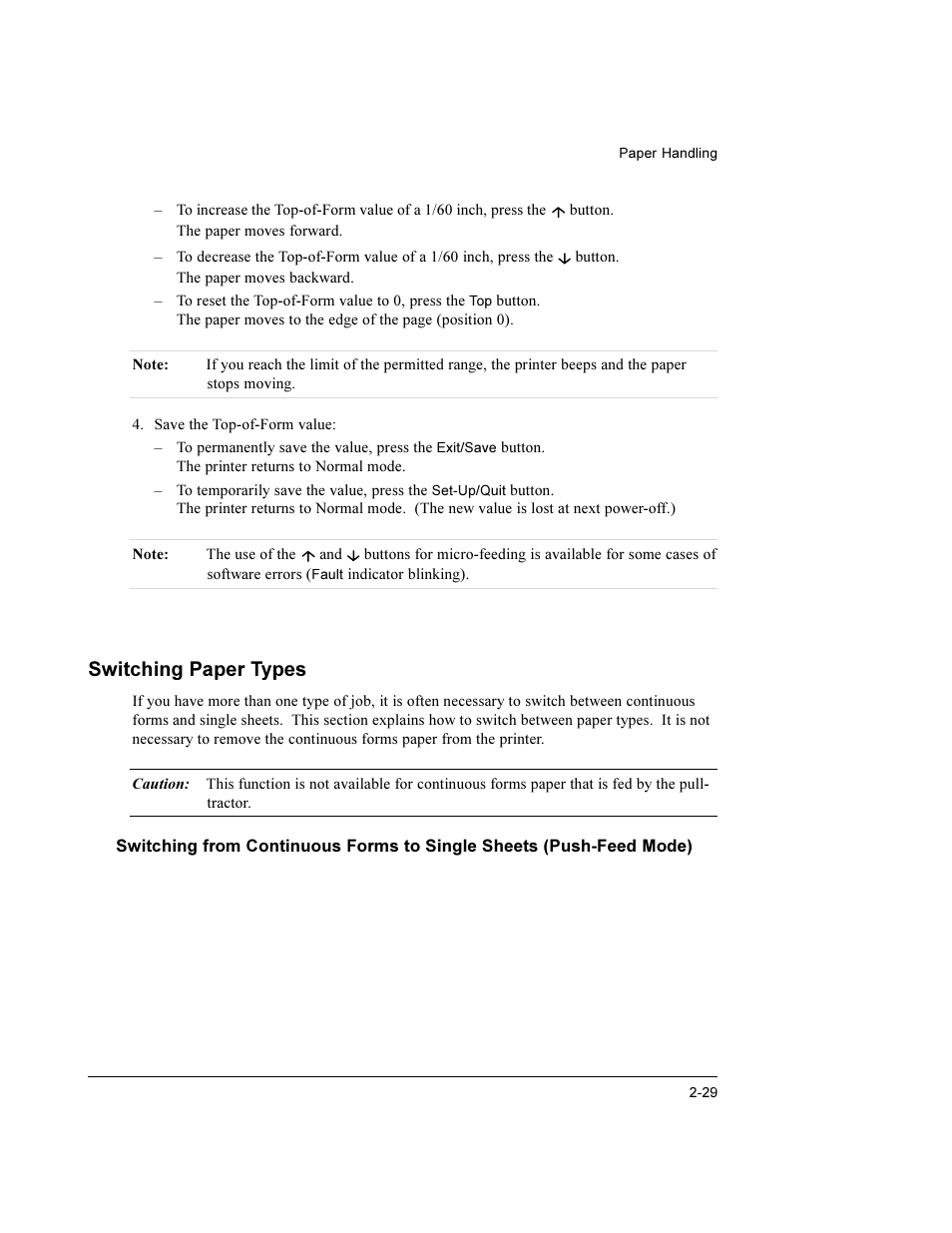 Switching paper types | Compaq LA36 User Manual | Page 41 / 196