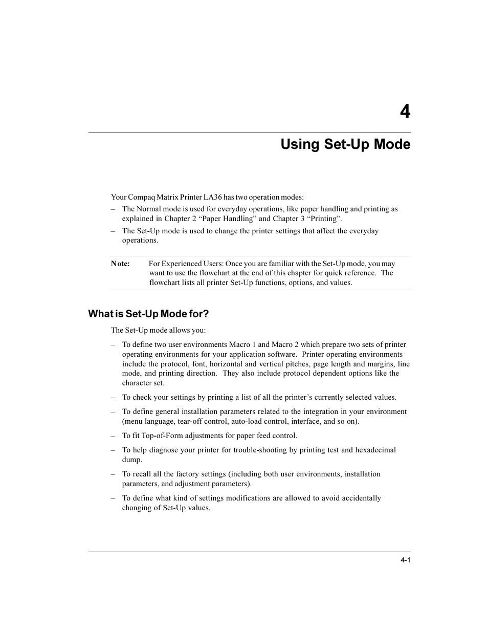 Using set-up mode, What is set-up mode for | Compaq LA36 User Manual | Page 55 / 196