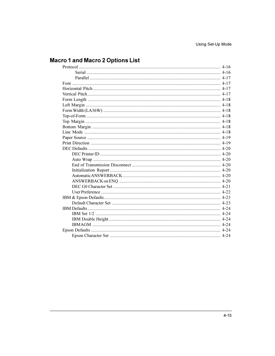 Macro 1 and macro 2 options list | Compaq LA36 User Manual | Page 69 / 196