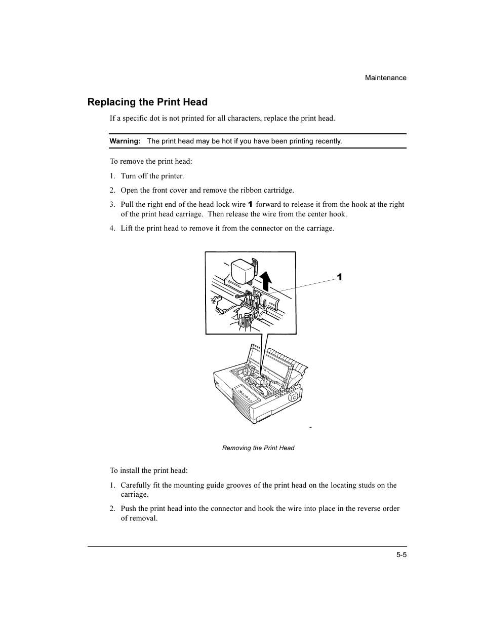 Replacing the print head | Compaq LA36 User Manual | Page 95 / 196