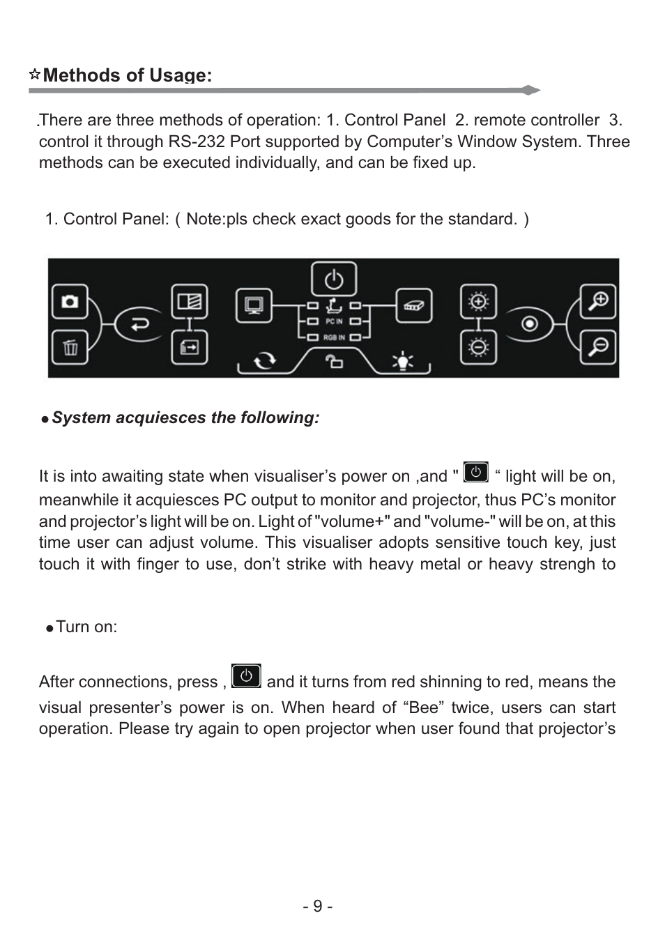 Methods of usage | Osoto NV-1024 User Manual | Page 10 / 24