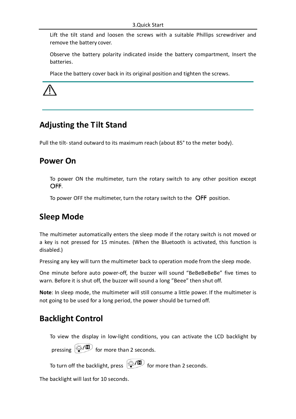 Adjusting the tilt stand, Power on, Sleep mode | Backlight control | OWON B35(T) User Manual | Page 12 / 32