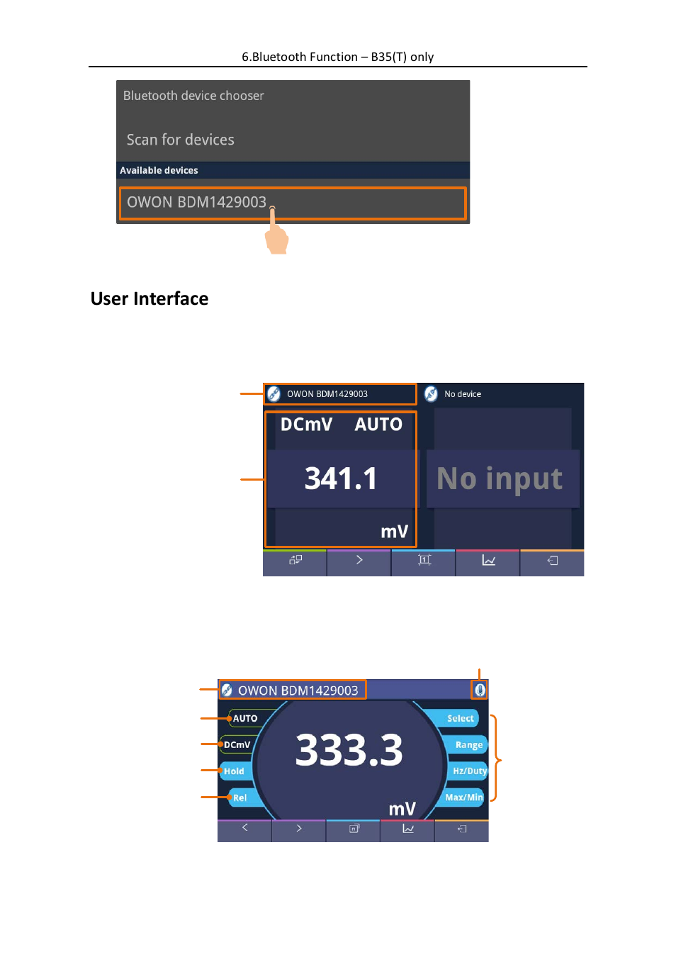 User interface, Double view, Single view | OWON B35(T) User Manual | Page 26 / 32