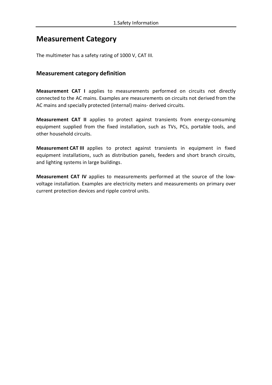 Measurement category | OWON B35(T) User Manual | Page 8 / 32