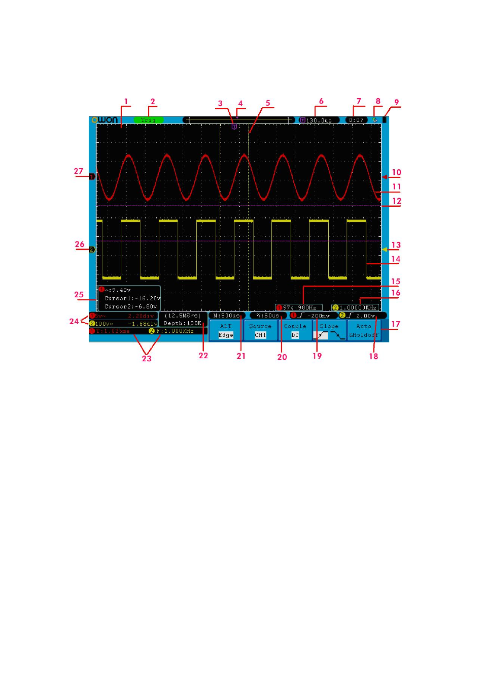 User interface introduction | OWON SDS Series User Manual | Page 15 / 109