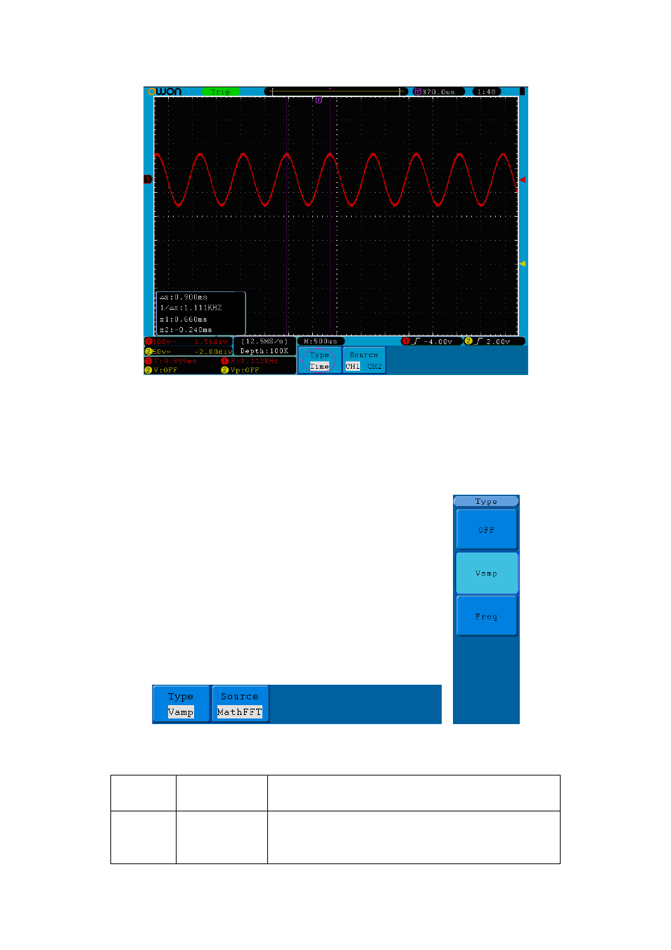 The cursor measurement for fft mode | OWON SDS Series User Manual | Page 81 / 109