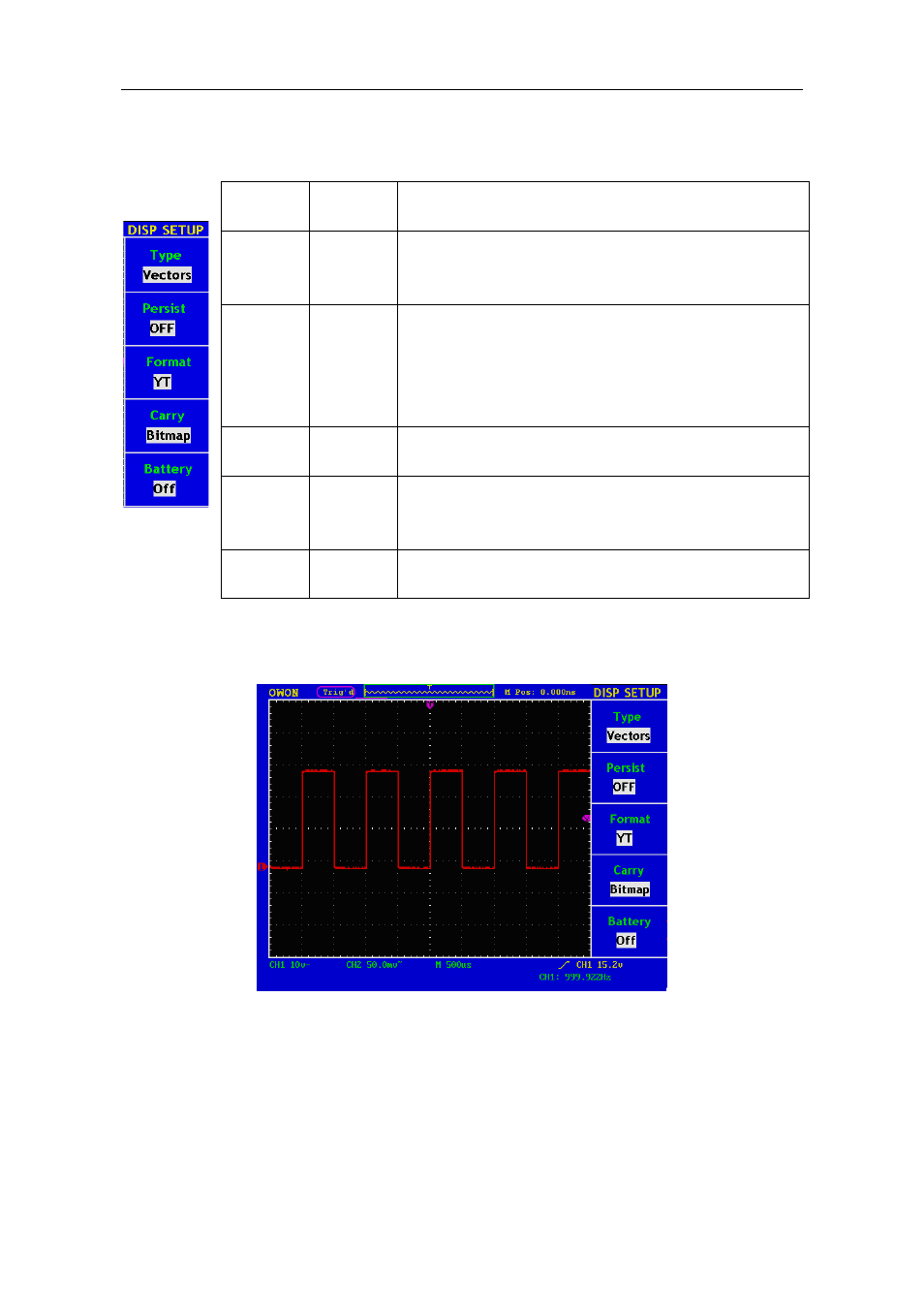 How to set the display system | OWON MSO Series User Manual | Page 54 / 112