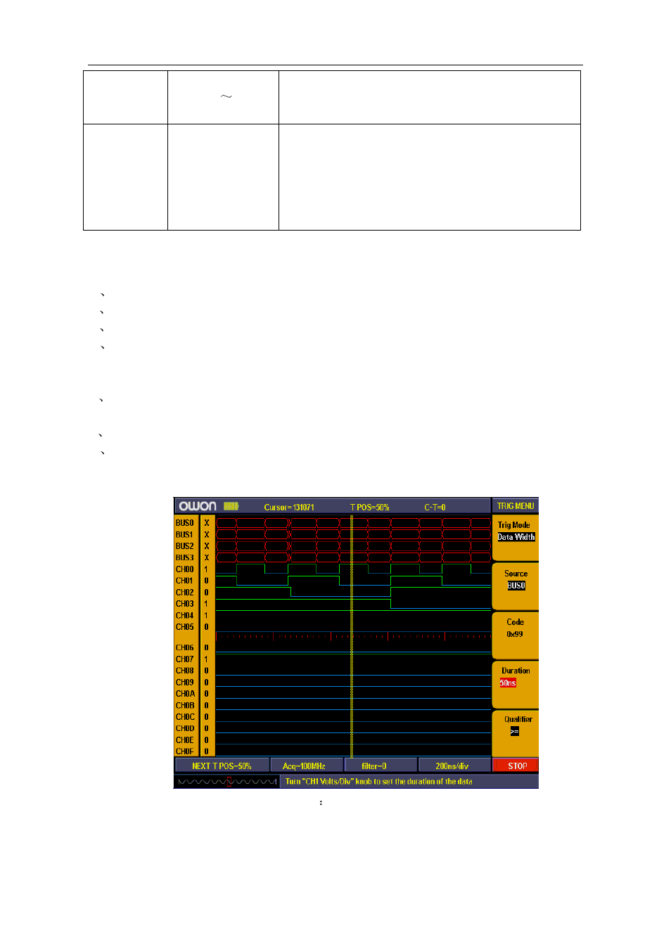 How to set threshold | OWON MSO Series User Manual | Page 84 / 112