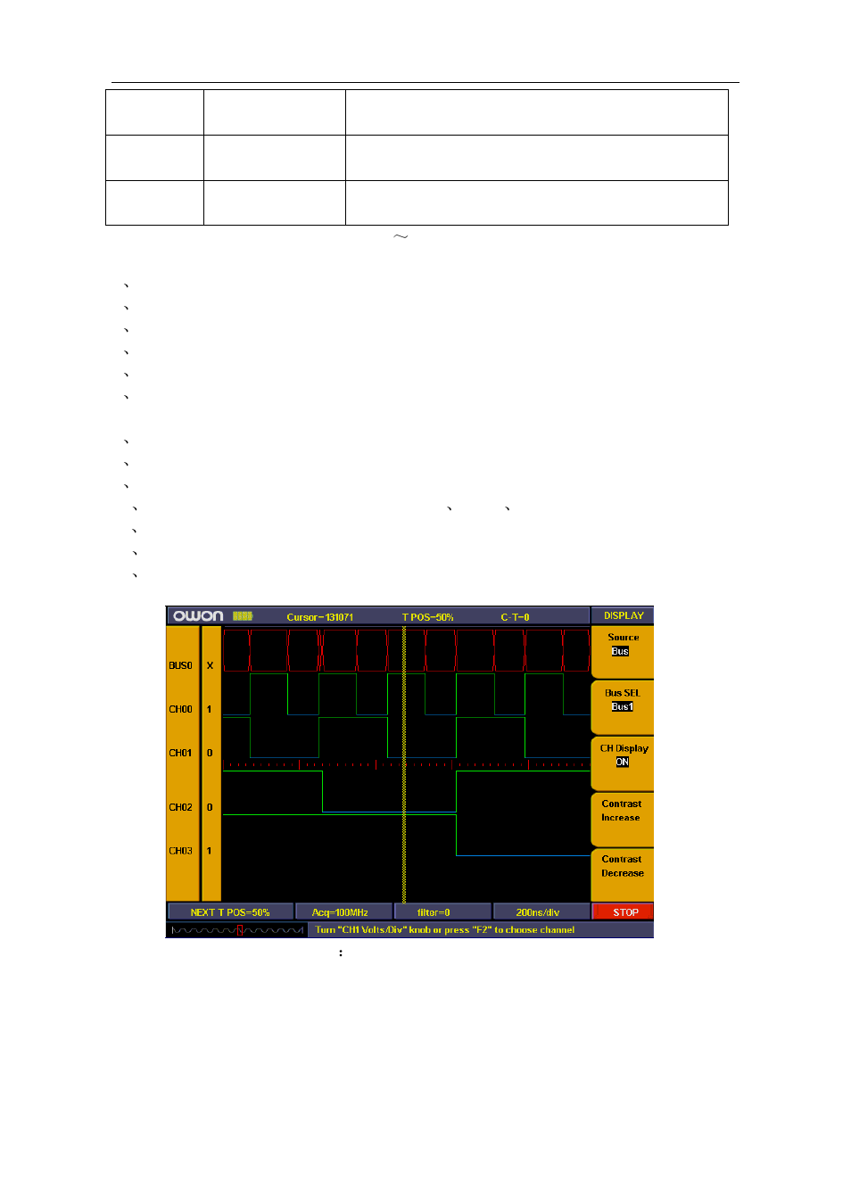 How to set bus | OWON MSO Series User Manual | Page 87 / 112