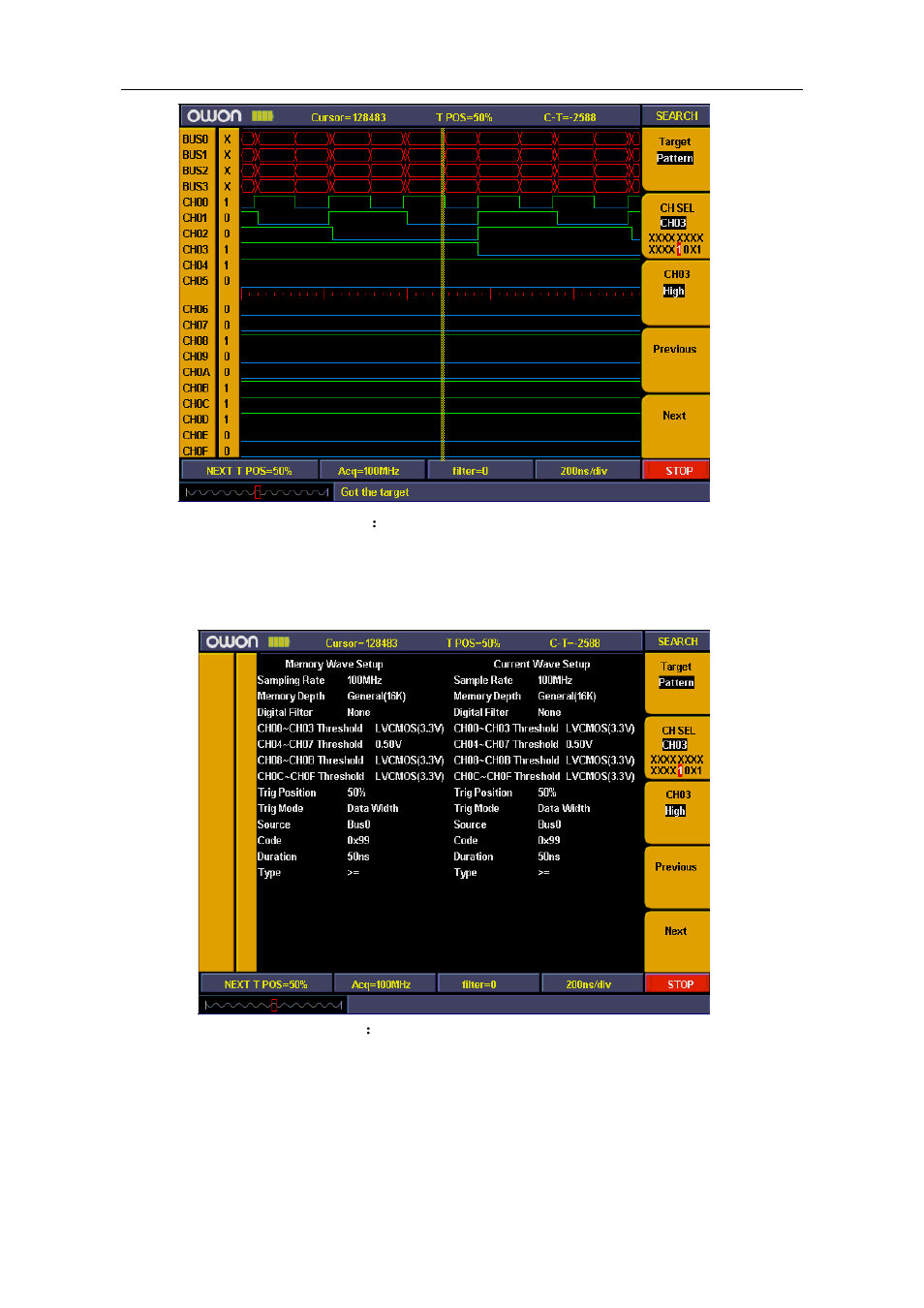 How to review setting info, How to use cursor measurement | OWON MSO Series User Manual | Page 94 / 112