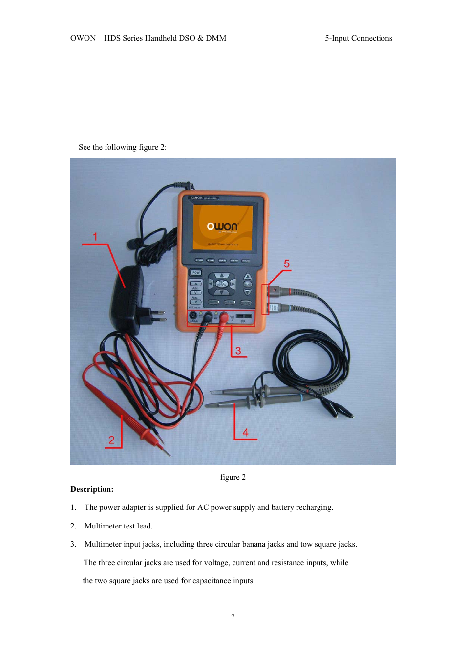 Input connections, 1 input connections | OWON HDS Series User Manual | Page 15 / 72