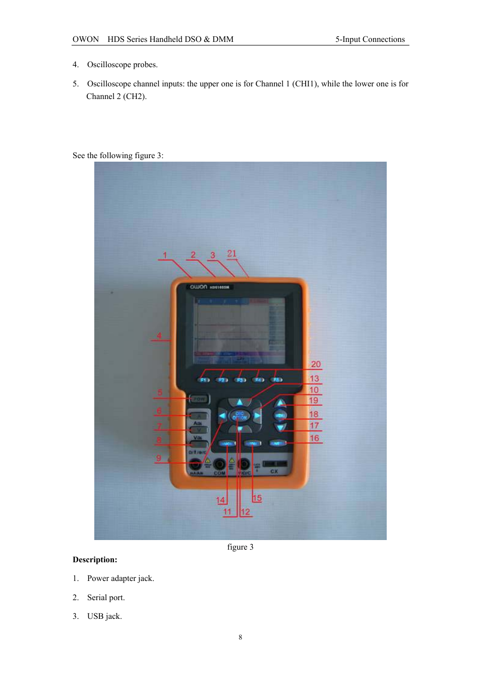 2 description for front panel and keys | OWON HDS Series User Manual | Page 16 / 72