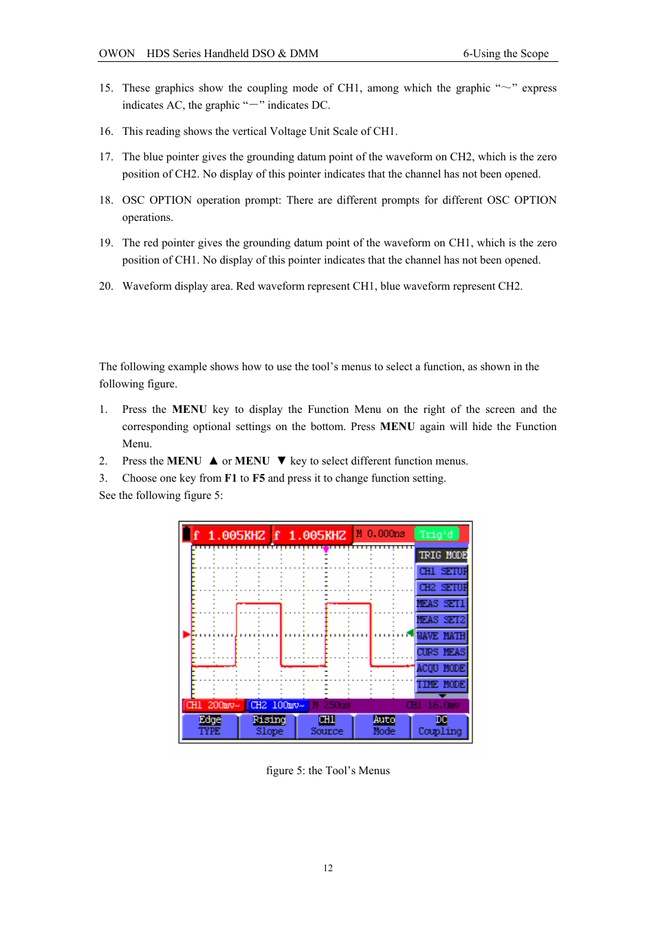 4 navigating a menu | OWON HDS Series User Manual | Page 20 / 72