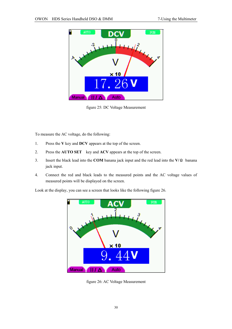 6 making a ac voltage measurement | OWON HDS Series User Manual | Page 38 / 72