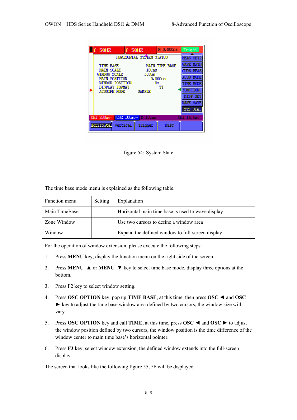 14 setting of time base mode | OWON HDS Series User Manual | Page 64 / 72