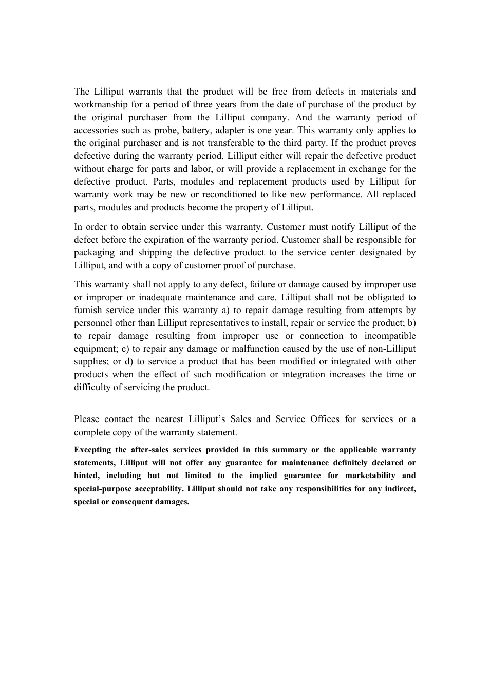 General warranty | OWON HDS1021M User Manual | Page 3 / 64