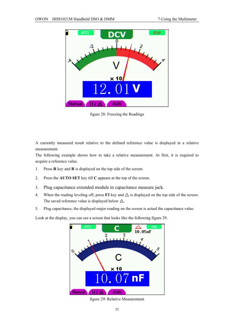 6 taking a relative measurement | OWON HDS1021M User Manual | Page 39 / 64