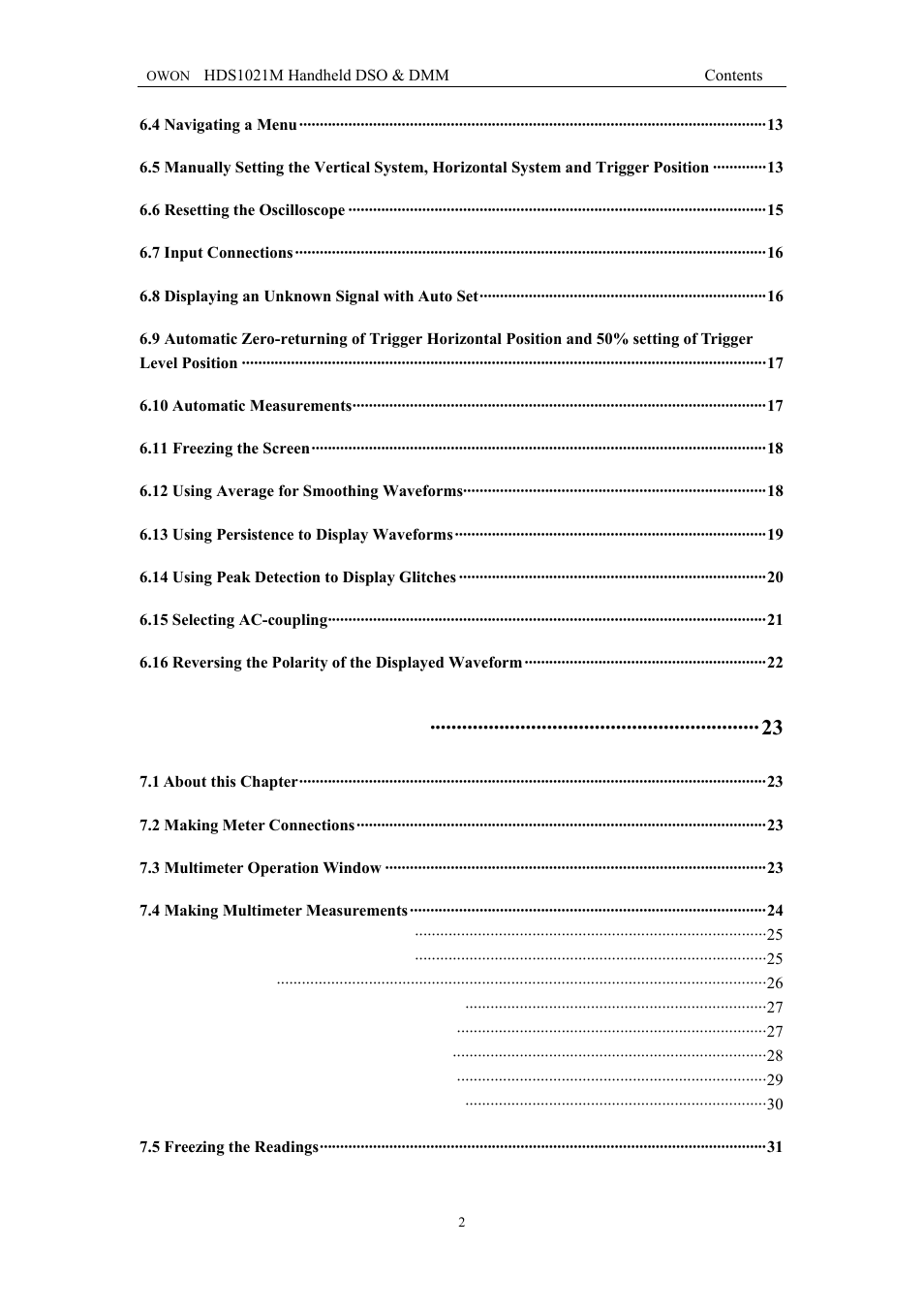 OWON HDS1021M User Manual | Page 5 / 64