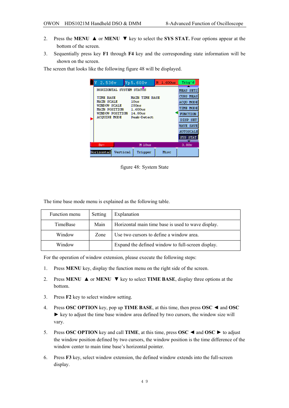 13 setting of time base mode | OWON HDS1021M User Manual | Page 56 / 64