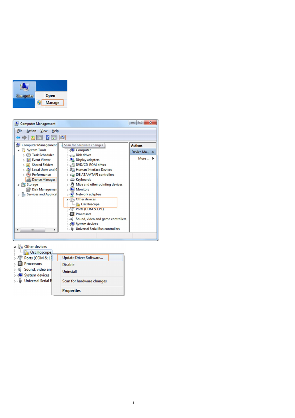 I. pc software usb driver install guide, For windows vista or windows 7 | OWON VDS Series User Manual | Page 7 / 40