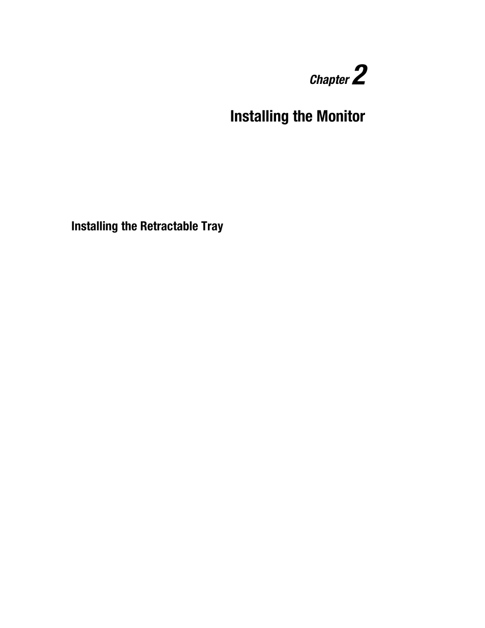 Chapter 2, Installing the monitor, Installing the retractable tray | Chapter | Compaq TFT 5000R User Manual | Page 14 / 56