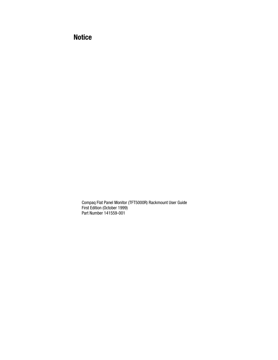 Notice | Compaq TFT 5000R User Manual | Page 2 / 56