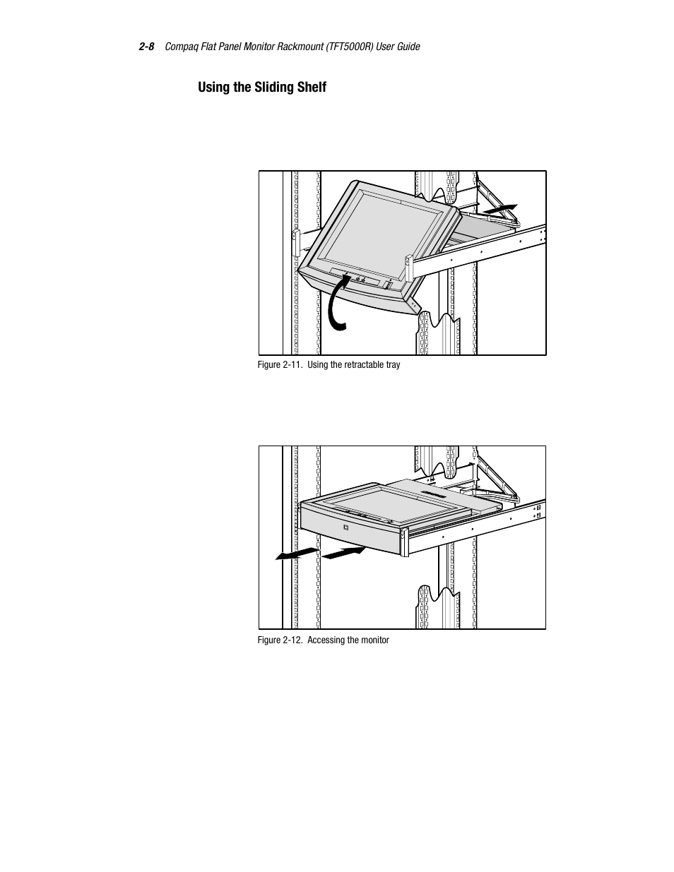 Using the sliding shelf | Compaq TFT 5000R User Manual | Page 21 / 56