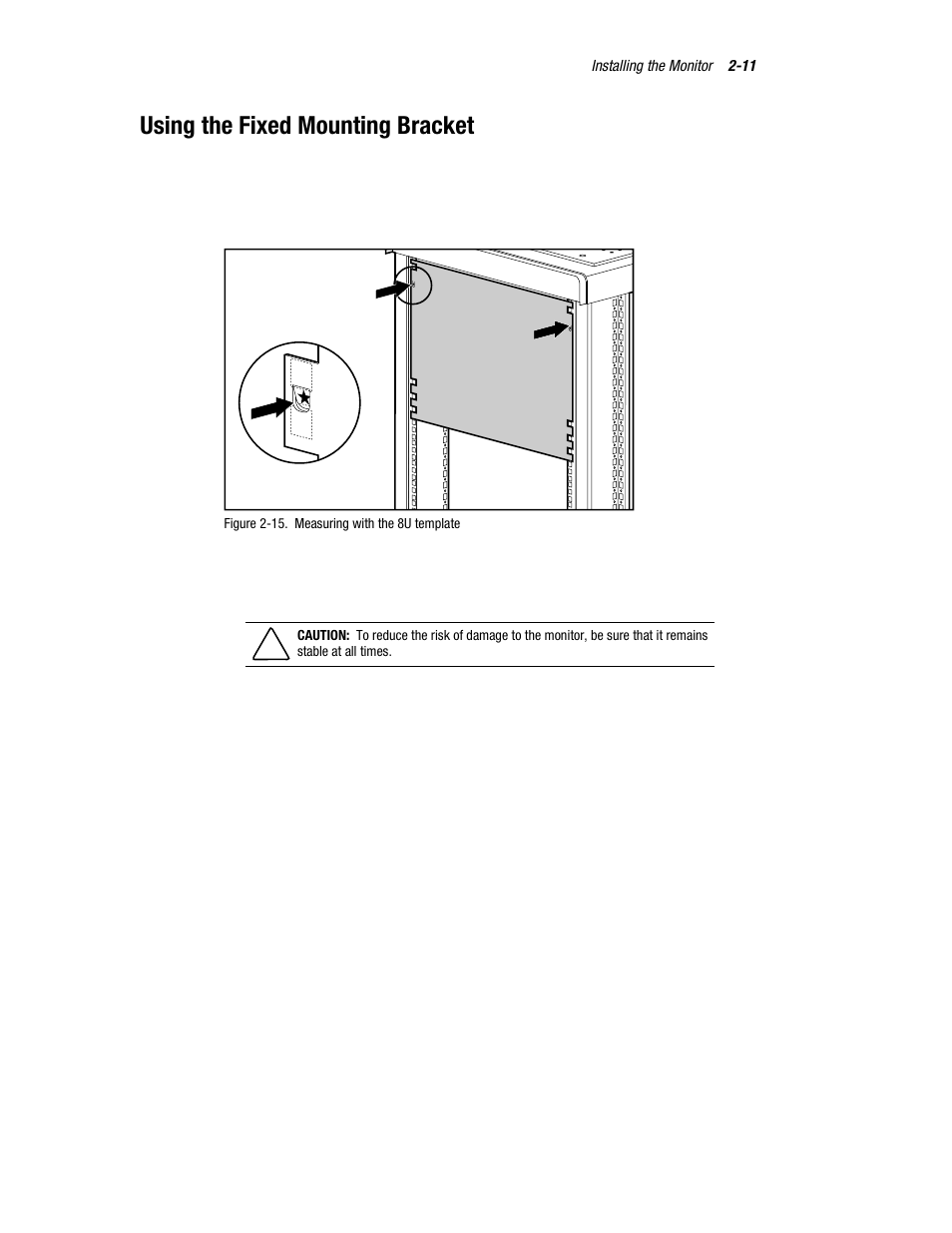 Using the fixed mounting bracket | Compaq TFT 5000R User Manual | Page 24 / 56