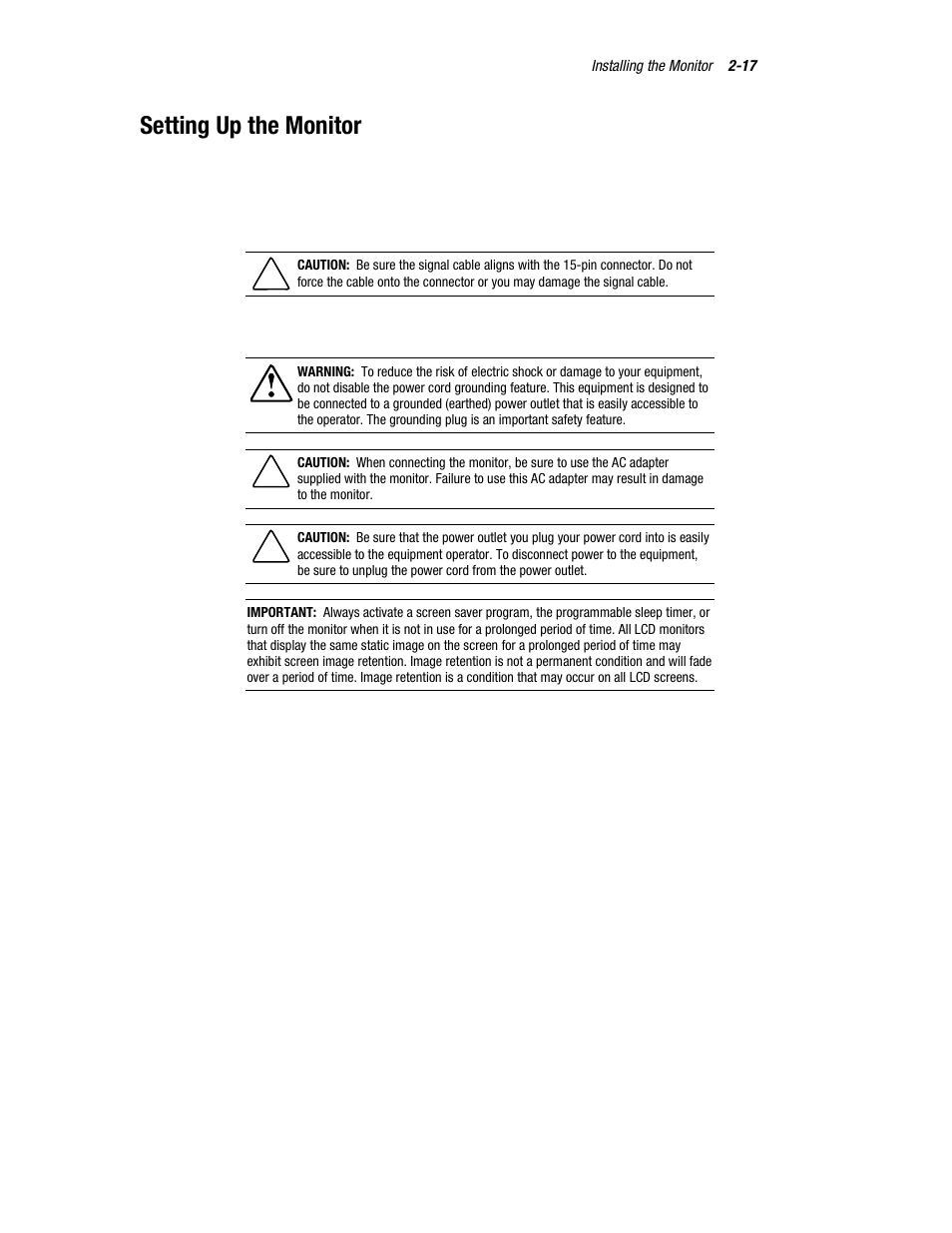 Setting up the monitor | Compaq TFT 5000R User Manual | Page 30 / 56