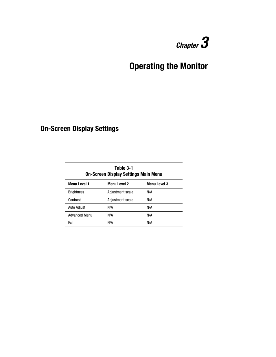 Chapter 3, Operating the monitor, On-screen display settings | Chapter | Compaq TFT 5000R User Manual | Page 31 / 56