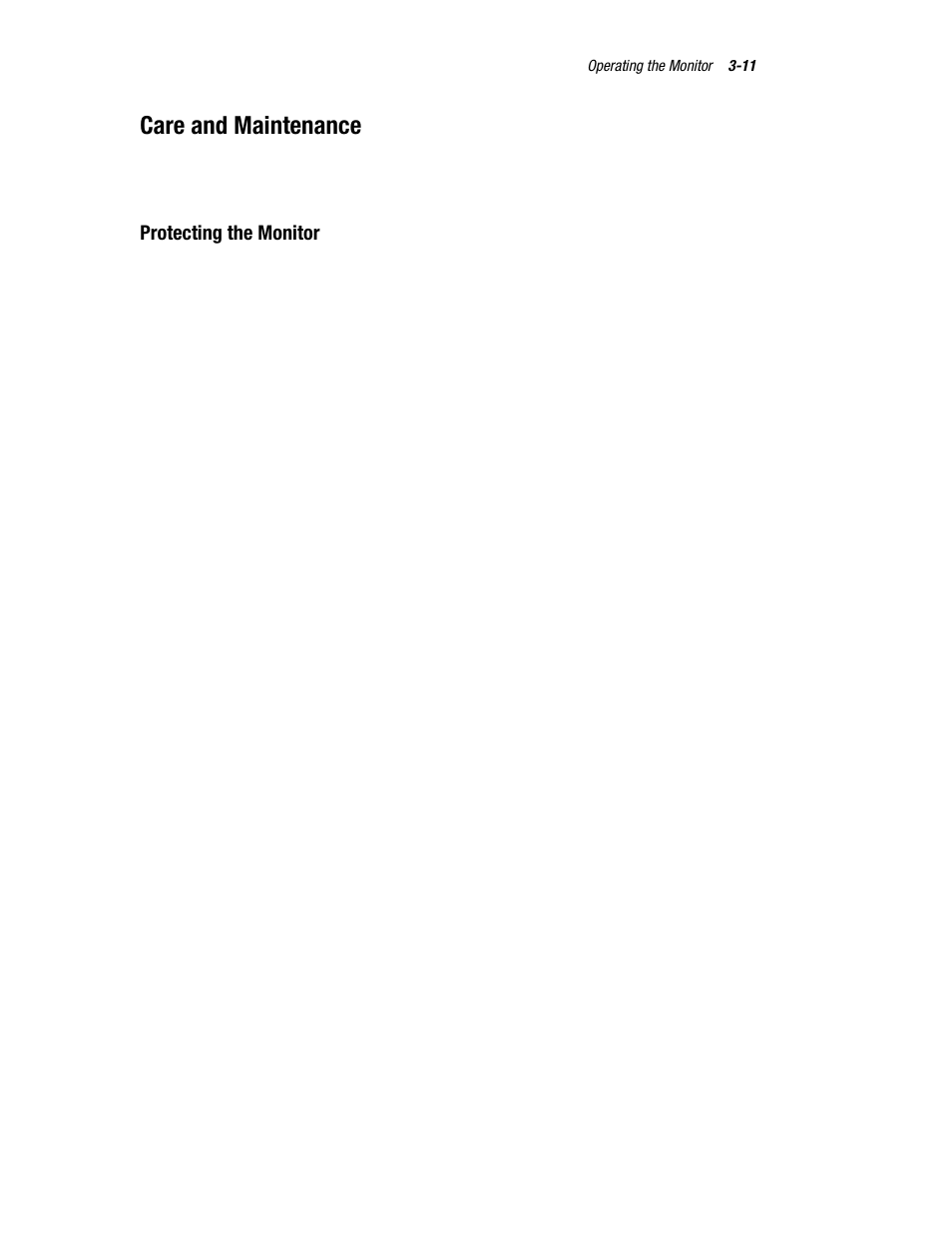 Care and maintenance, Protecting the monitor | Compaq TFT 5000R User Manual | Page 41 / 56