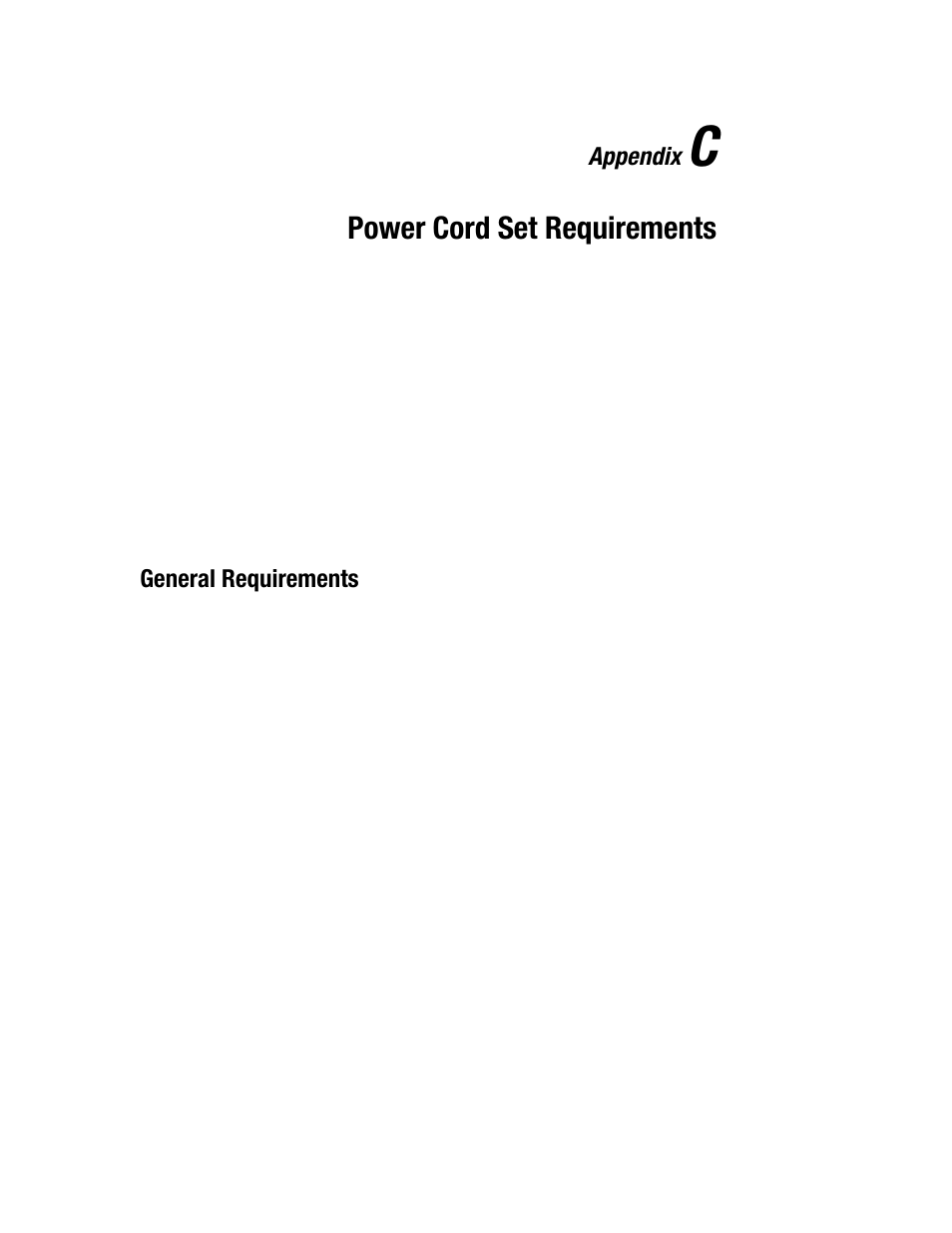 Appendix c, Power cord set requirements, General requirements | Appendix | Compaq TFT 5000R User Manual | Page 51 / 56