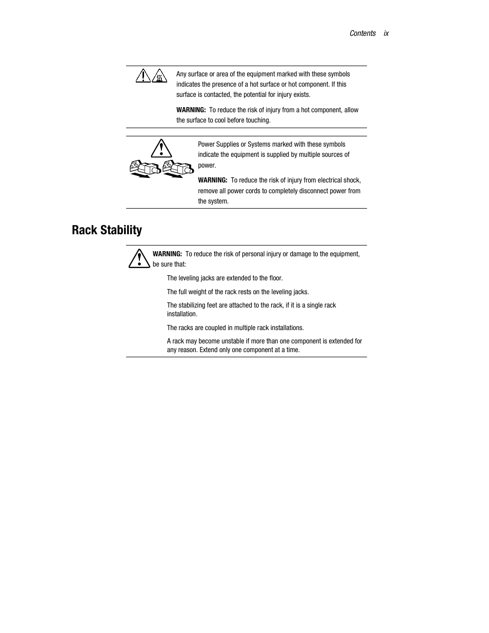 Rack stability | Compaq TFT 5000R User Manual | Page 9 / 56