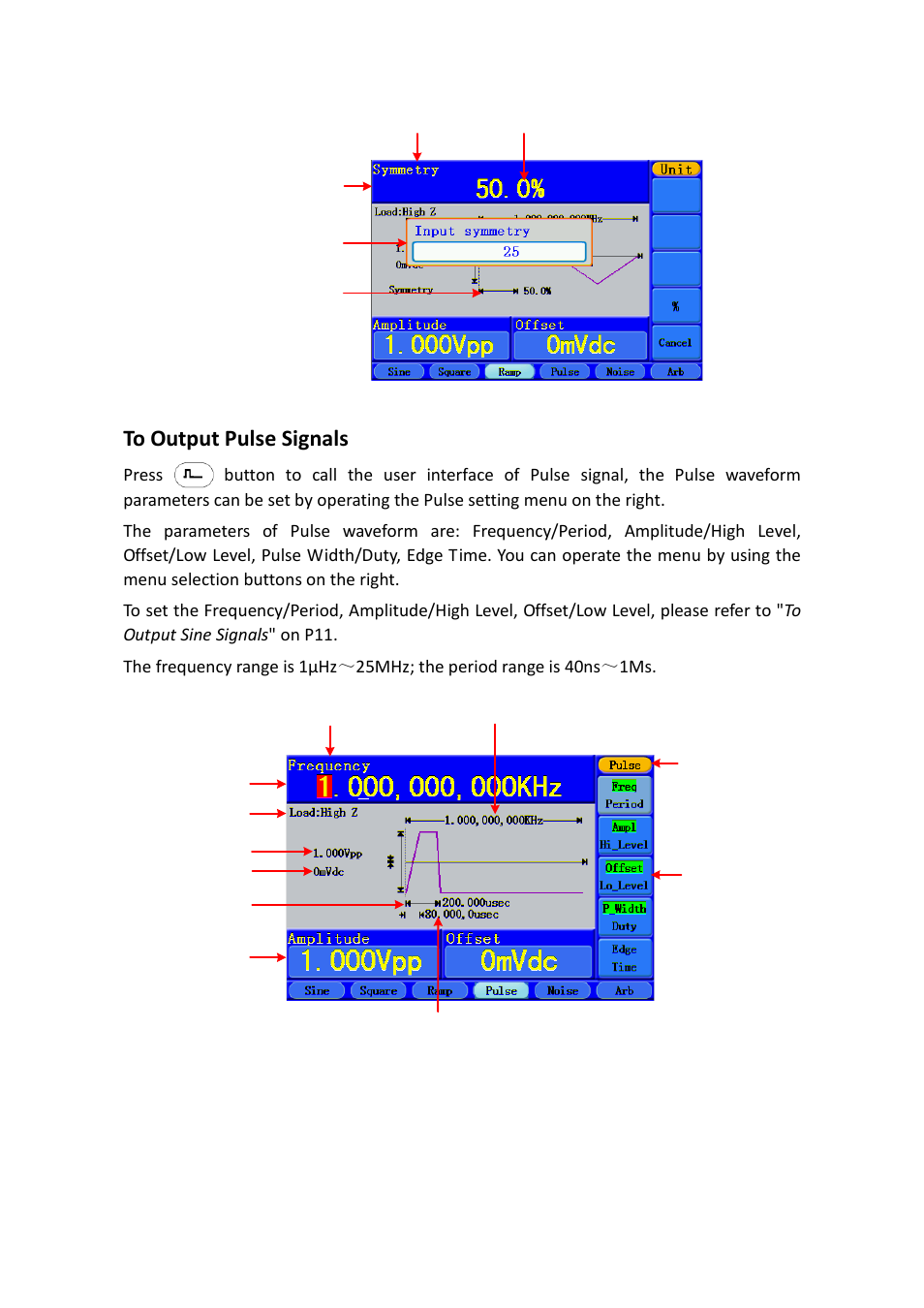 To output pulse signals | OWON AG-S series User Manual | Page 20 / 52