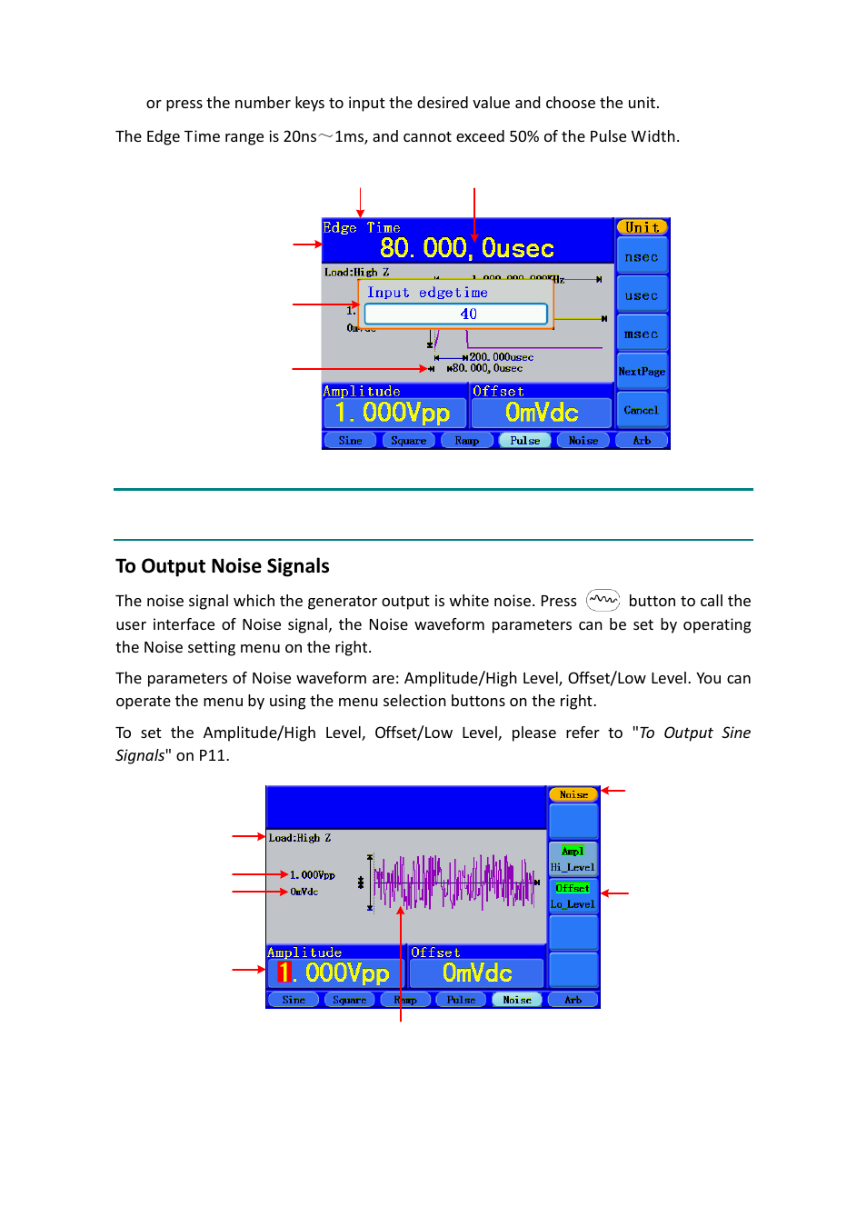 To output noise signals | OWON AG-S series User Manual | Page 22 / 52