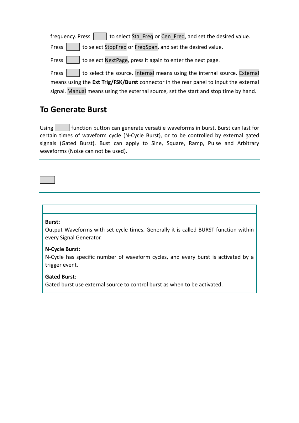To generate burst | OWON AG-S series User Manual | Page 32 / 52
