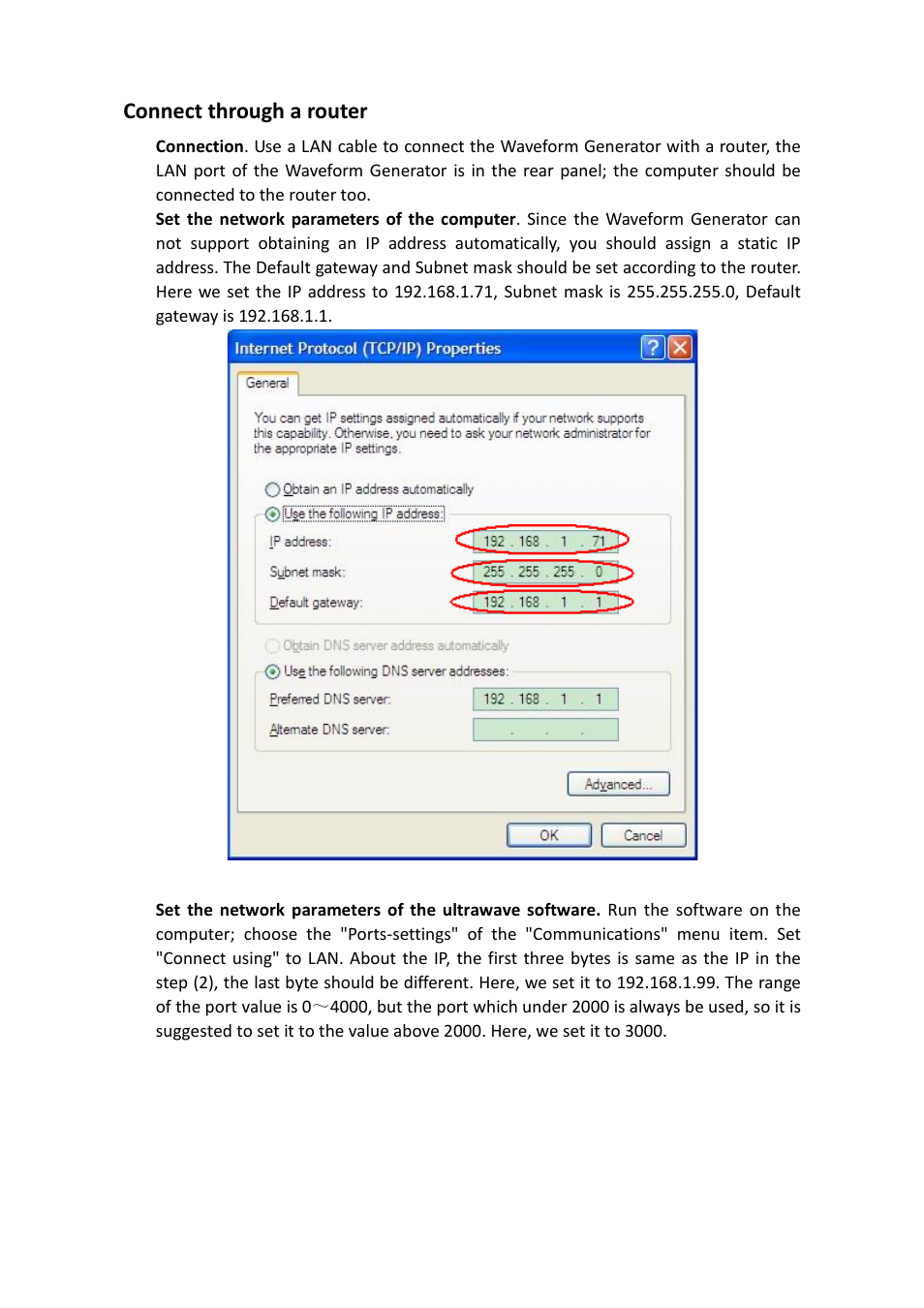 Connect through a router | OWON AG-S series User Manual | Page 44 / 52