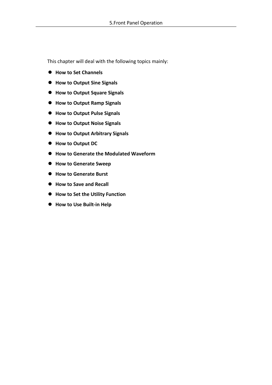 Front panel operation | OWON AG (-F) Series User Manual | Page 15 / 52