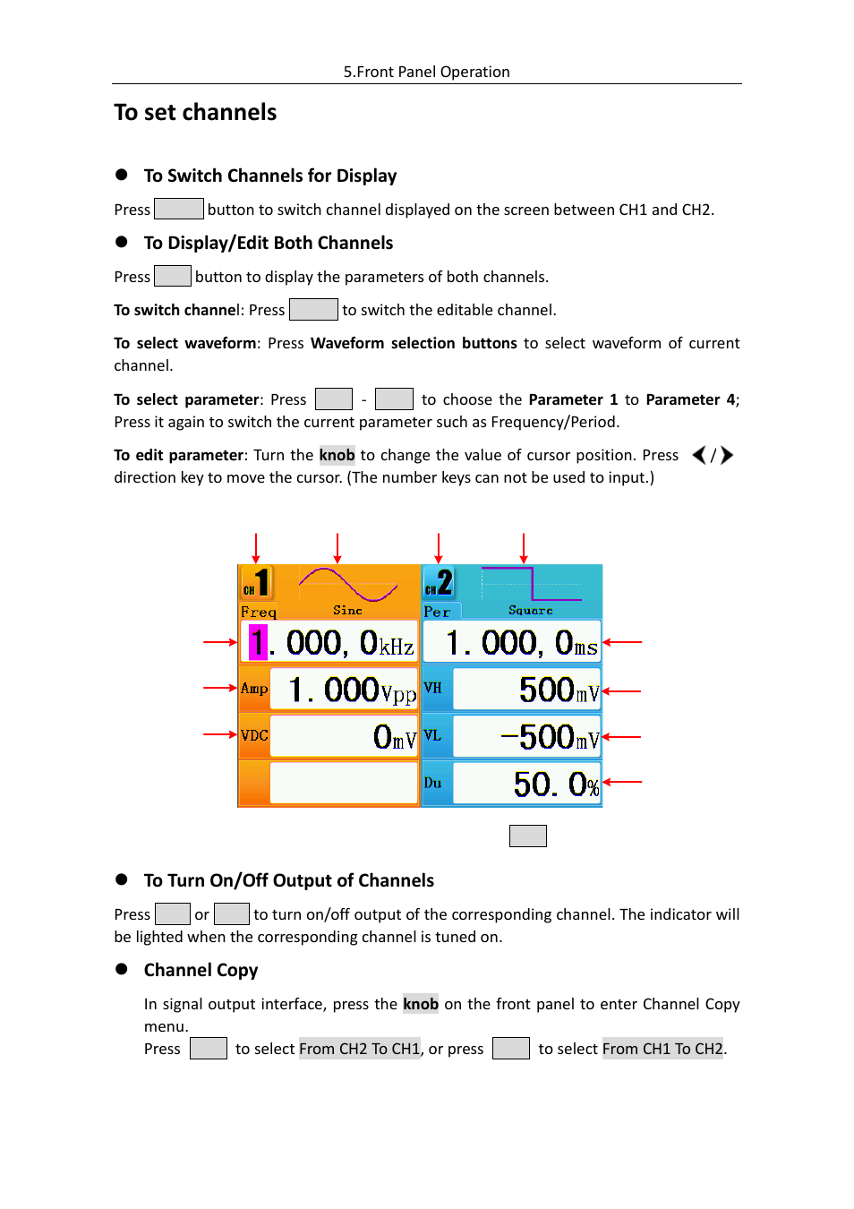 To set channels | OWON AG (-F) Series User Manual | Page 16 / 52