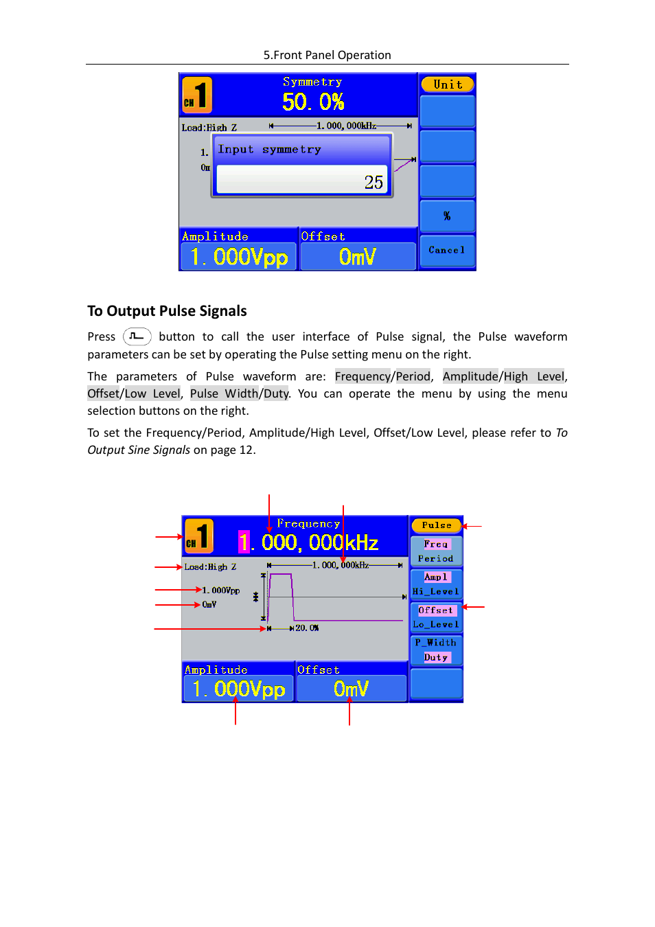 To output pulse signals | OWON AG (-F) Series User Manual | Page 21 / 52