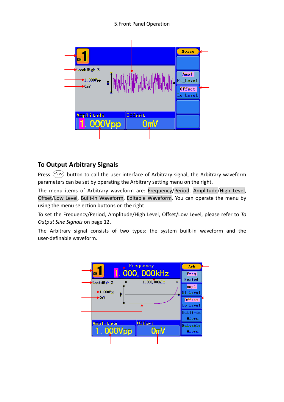 To output arbitrary signals | OWON AG (-F) Series User Manual | Page 23 / 52